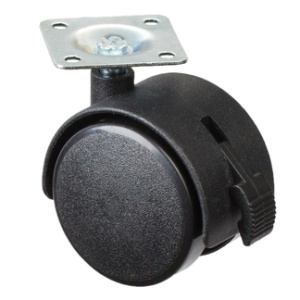 Ролик двойной на площ.со стоп. 50мм черный/черный (1шт)