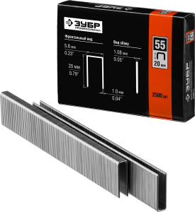 Скобы ЗУБР  тип 18GA (55/90/C) 20 мм 2500шт 31855-20