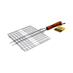 Решетка-гриль 23*20*1,5см плоская сталь/дерево BBQ TIME 80-017  259829