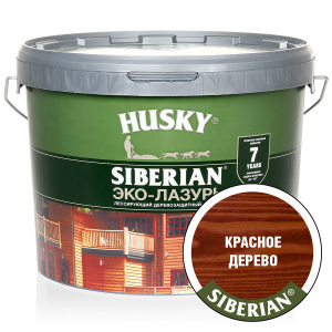 Деревозащитный состав Эко-Лазурь п/матовая красное дерево Husky Siberian (9л) 25223