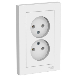 Розетка двойная  ATLASDESIGN б/з 16А в сборе белая ATN000120