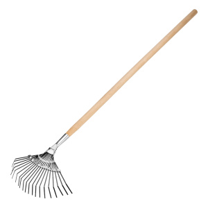 Грабли веерные стальные 385х1450мм 20 плоских зубьев деревянный черенок Palisad 61779