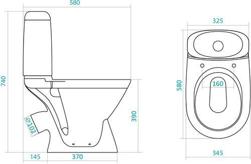 Унитаз-компакт Римини косой выпуск, нижн. подв. сиденье (2-реж) полипропилен Сантек (1.WH50.1.523)