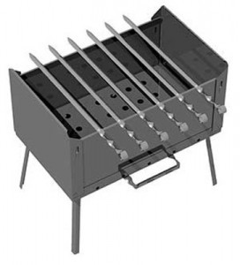 Мангал-дипломат-6 шампуров 410*280*480 6 (нерж. сталь 1,5мм Кедр)