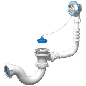 Сифон д/ванны АНИ 1.1/2-40 с выпуском и переливом Е150