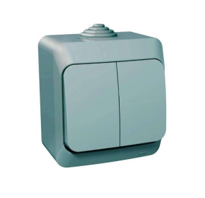 Выключатель 2-кл ОП Этюд 10А серый IP44 ВА10-042С