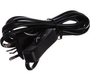 Провод с евроштекером и выключателем H03 VV-F 2х0,75мм 2,5А 2м черный REV 05681 2