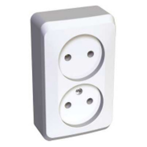 Розетка 2-м ОП Этюд 16А б/з б/ш белая РА16-005В