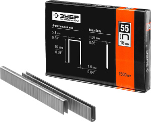 Скобы ЗУБР  тип 18GA (55/90/C) 15 мм 2500шт 31855-15