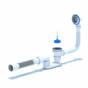 Сифон д/ванны ANI 1.1/2-40 с выпуском и перелив. плоск.с гибк.трубой 40/50 Е055
