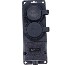 Розетка 2-м каучук 2Р+РЕ 16А с/защ.крышкой IP44 RPS-018-16-230-44r