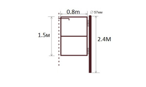 Рама калитки 1,5х0,8м (1 столб d-57 2,4м)