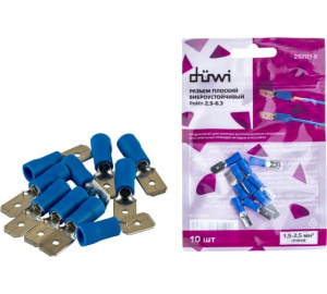 Разъем плоский изолир. РпИп 2,5-6,3 (папа) 1,5-2,5мм (10шт) синий 26705 8 duwi (5678066)