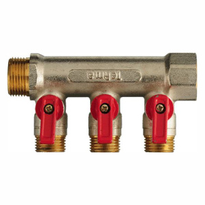 Коллектор лат. 3/4" в/н с 3-мя шар.кран. на 1/2" нар.резьба TeRma14016 / 41232