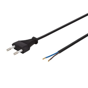 Провод с евроштекером 2м 2х0,5мм2 2,5А черный 28565 6 duwi