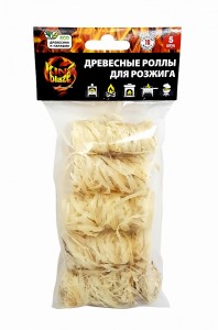 Роллы д/розжига 5шт/уп (древес.стружка+парафин+сера) King of Blaze