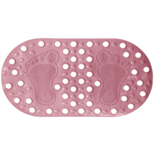 Коврик для ванной ПВХ Footprints овал массажный 65x34cм розовый MELODIA MK003 / 21472