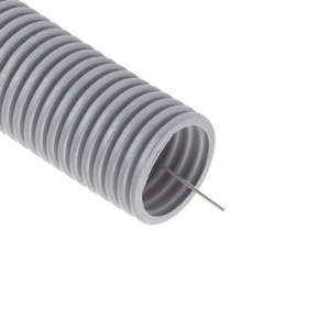Труба гофрирован. ПВХ 16мм с протяжкой легкая серая (25м) 9191625