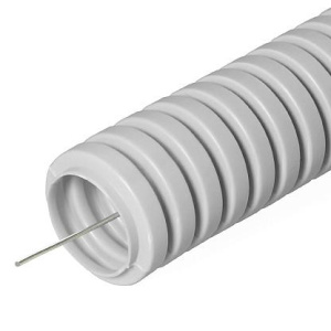 Труба гофрирован. ПВХ 20мм с протяжкой легкая серая (100м) 032000