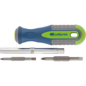 Отвертка комбинированная SL5.0/РН6,0/РН2 CrV 3к рукоятка (4шт) Сибртех 13377