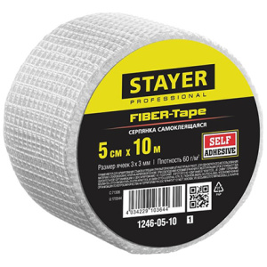 Серпянка самоклеющая FIBER-Tape, 5см-10м, STAYER Professional 1246-05-10_z01