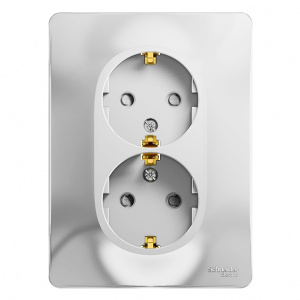 Розетка 2-м Glossa с/з алюминий в сборе GSL000324