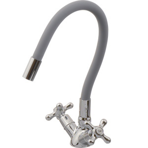 Смеситель д/кухни Ex-Promt Крест/Cross 1/2" керам.кран-букса гиб.изл. Gray Ex102.2-01 лат. 69271