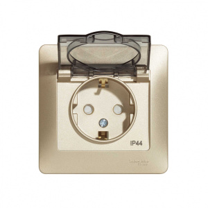 Розетка Glossa c/з со/ш с крышкой титан GSL000446