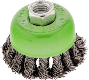 Щетка для УШМ чашка 65мм М14 крученная проволока Сибртех 746207