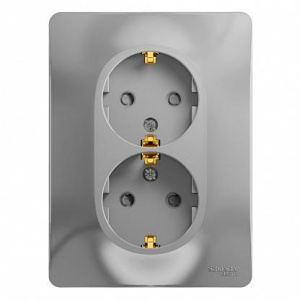 Розетка 2-м Glossa c/з со/ш алюминий в сборе GSL000326