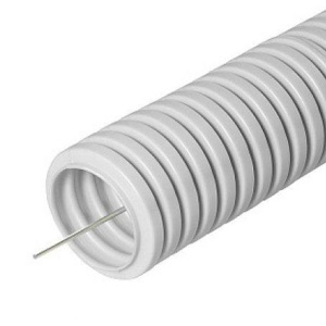 Труба гофрирован. ПВХ 25мм с протяжкой легкая серая (25м) 9192525