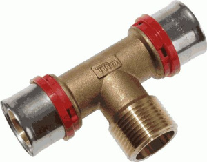 Тройник пресс 20*1/2*20" с нар.рез. красн.кольцо TRm02406