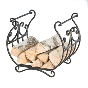 Дровница Везувий кованая D140В черный/золото