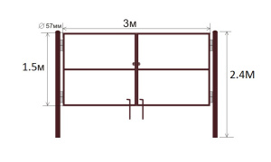 Рама для распашных ворот 1,5х3 (2 столба d57 2,4м)