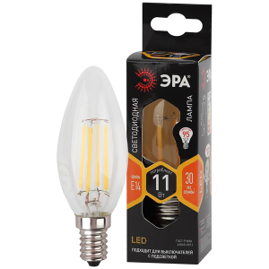 Лампа светодиодная декоративная LED 11Вт 1430Лм 2700К свеча филамент теплый E14 230В F-LED B35-11w