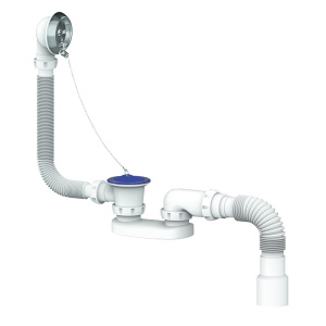 Сифон д/ванны и глубокого поддона с переливом и гибким отводом 40х40/50 Unicorn S12 10608