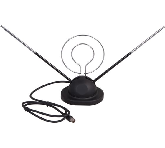 Антенна комнатная REXANT RX-105 усы с кольцом на подставке 34-0105
