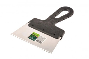 Шпатель нерж.сталь 150мм зуб 4*4мм пластм. ручка Сибртех 85455