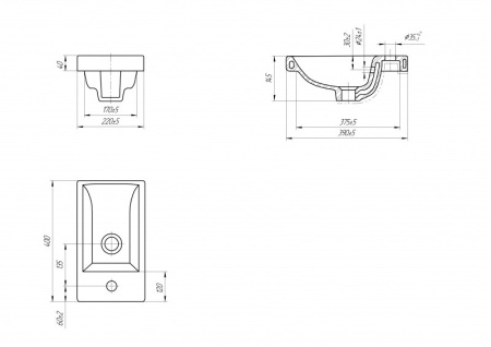 Умывальник мебельный COMO 40 1 отв. Cersanit 58421