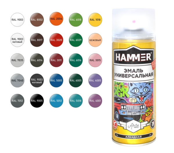 Эмаль аэроз. универ. голубая глянцевая Hammer RAL 5012 (520мл)