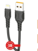Кабель GoPower GP06L USB(A)шт-8pin шт (lighting, iphone) быстрая зарядка 1м 2,4A ПВХ черный 855260