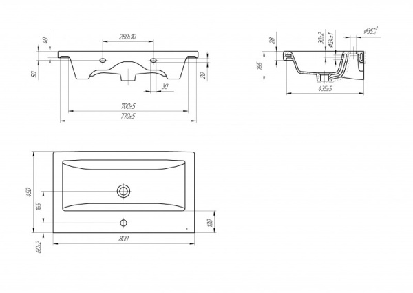 Умывальник мебельный COMO 80 1 отв. Cersanit 58462