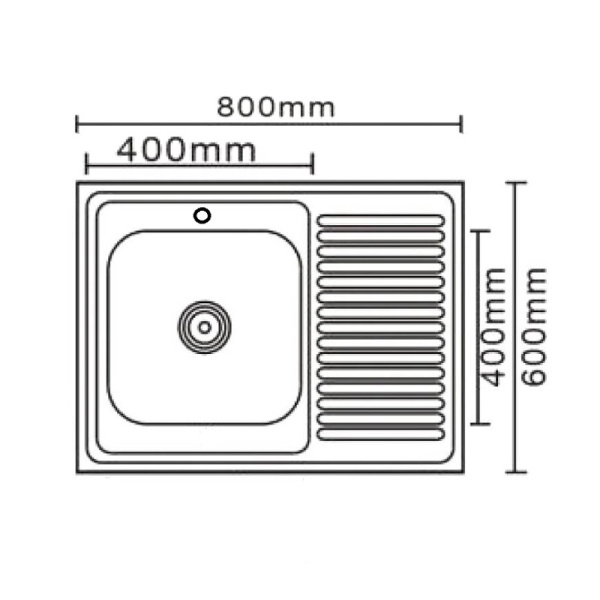Мойка нерж.накл. LEDEME 800*600*180 (0,8мм) выпуск 3 1/2" левая чаша ГЛЯНЦЕВАЯ L98060-L 869570