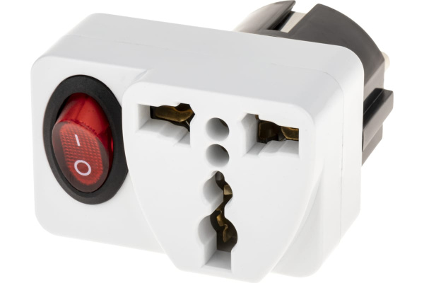 Адаптер с кнопкой с/з белый 16А 250В 26956