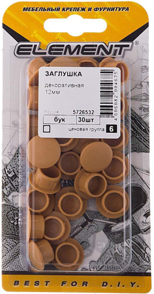 Заглушка декоративная EIement 12мм дуб (30шт)